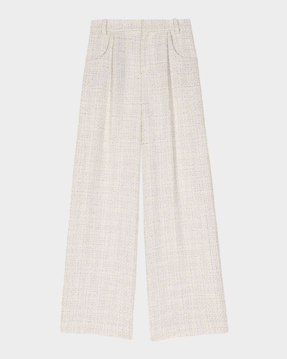Padeira Wide-Leg Glittery Tweed Trousers